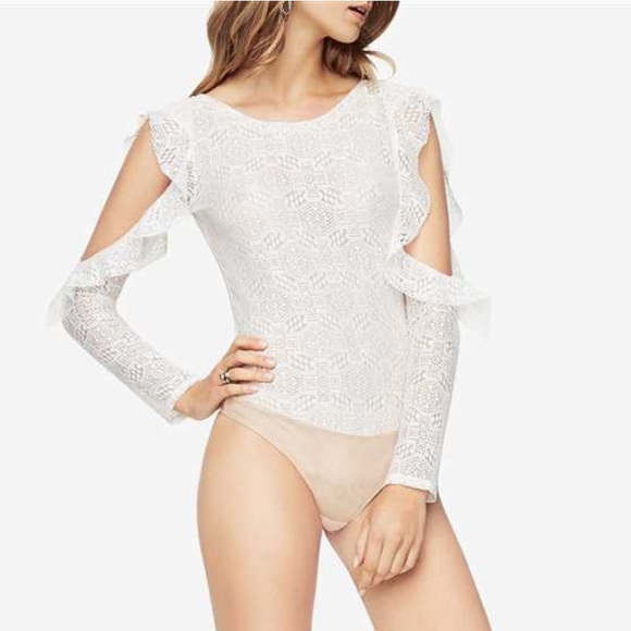 Bcbg Max Azria Anabella Lace Bodysuit White Top - Picture 2 of 5